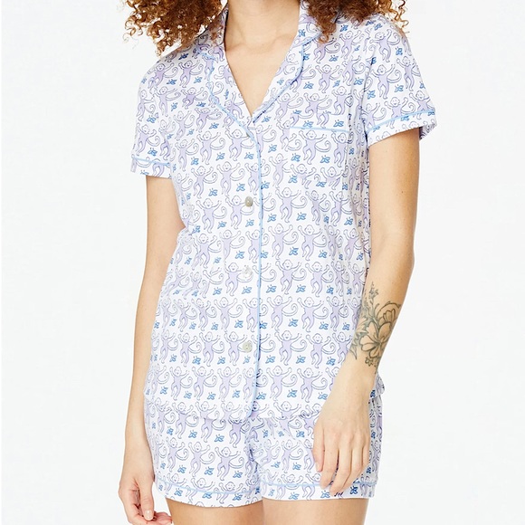 NEW! Roller Rabbit Monkey Polo Pajamas PJ Shorts Set *LAVENDER* Purple - Picture 2 of 5